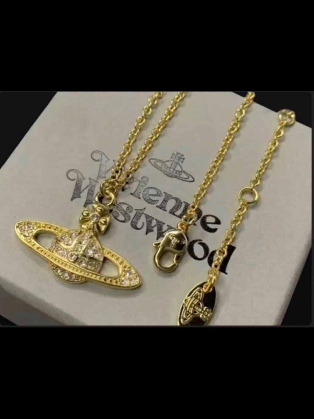 Vivienne Westwood Gold Crystal Orb Pendant Necklace